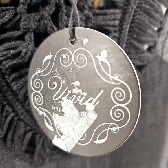 NEW Vivid Black Sleeveless Boho Fringe Tunic Cover Up Dress Top Size 1X 3376 - Picture 3 of 10